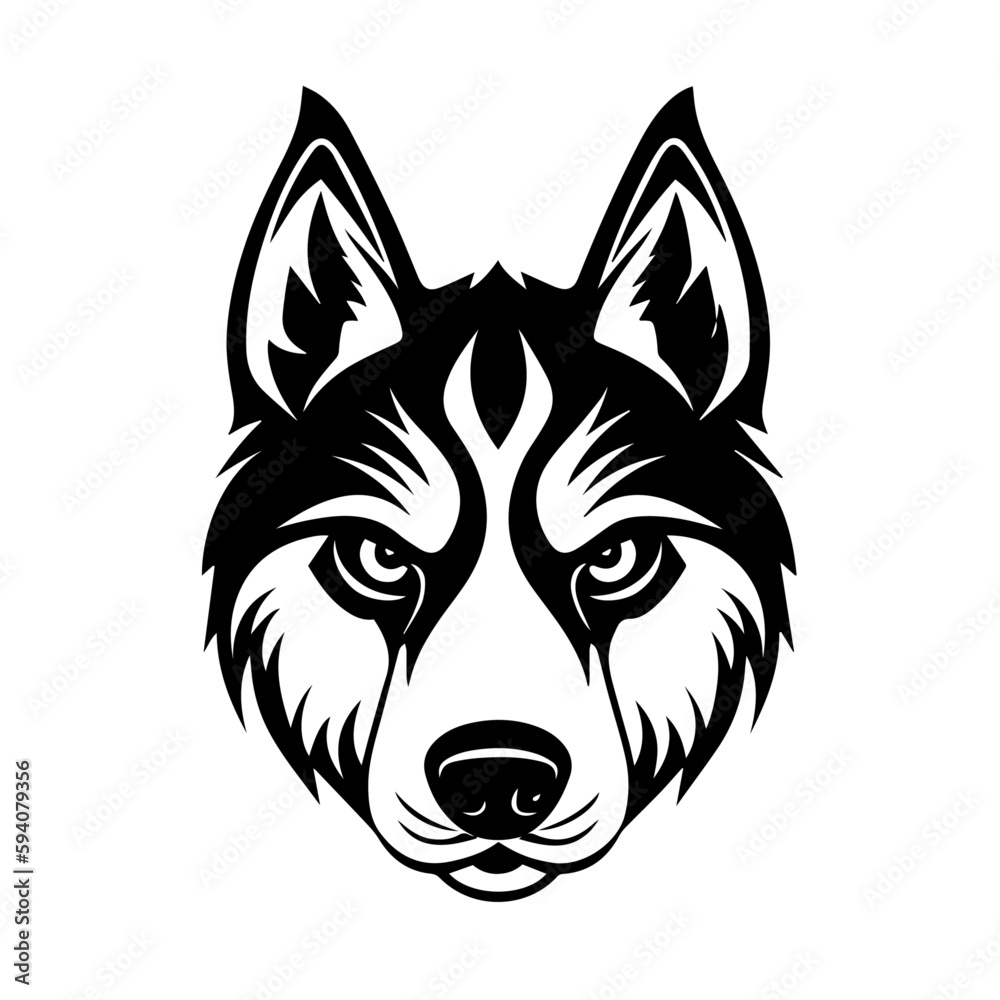 Siberian Husky Logo Monochrome Design Style
