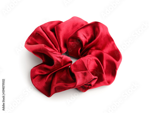 Red scrunchy isolated on white background