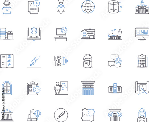 Research gadgets line icons collection. Scanners, Labware, Calipers, Spectrophotometers, Microscopes, Pipettes, Thermometers vector and linear illustration. pH meters,Oscilloscopes,Centrifuges outline