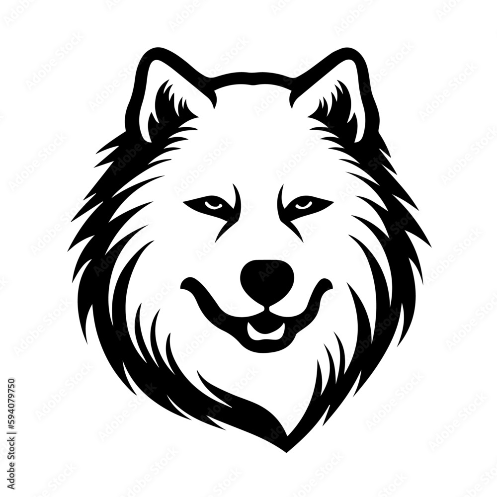 Samoyed Logo Monochrome Design Style

