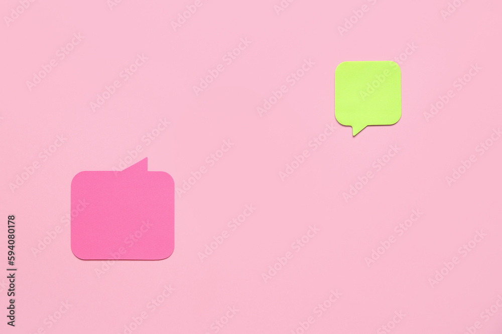 Blank speech bubbles on pink background Blank speech bubbles on pink background