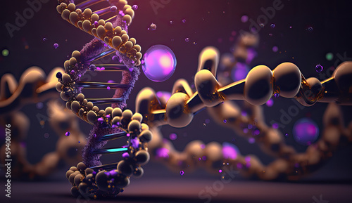 Abstrakte Darstellung einer DNA(deoxyribonucleic acid)-Doppelhelix (Generative AI) photo