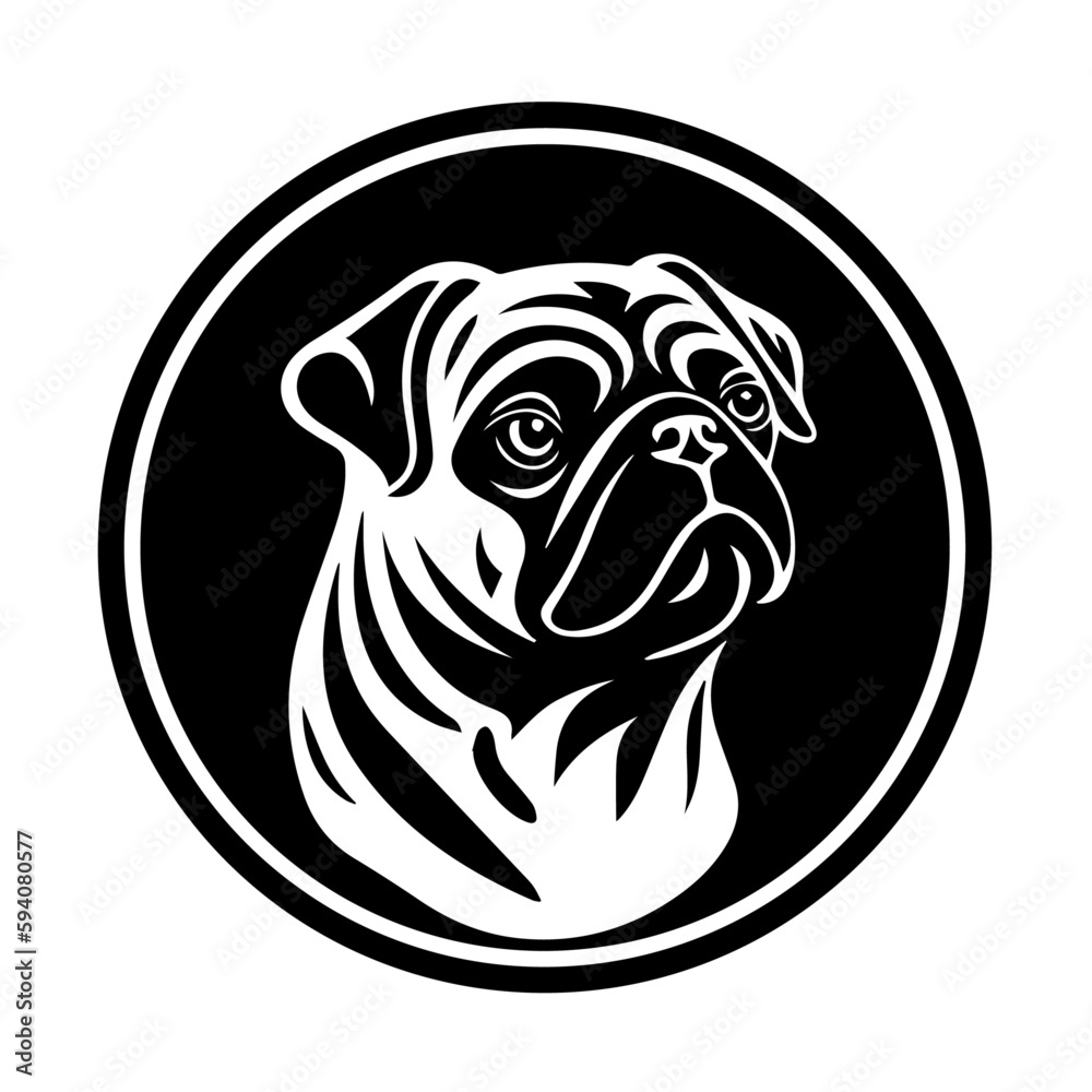 Pug Logo Monochrome Design Style
