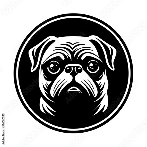 Pug Logo Monochrome Design Style 