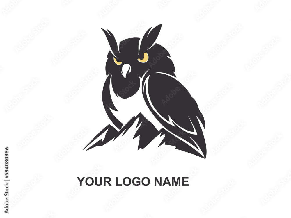 Fototapeta premium owl illustration, owl logo design, vector