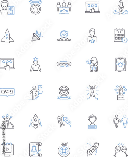 Affluence line icons collection. Prosperity, Wealth, Abundance, Opulence, Riches, Luxury, Extravagance vector and linear illustration. Affluenza,Comfort,Plenty outline signs set
