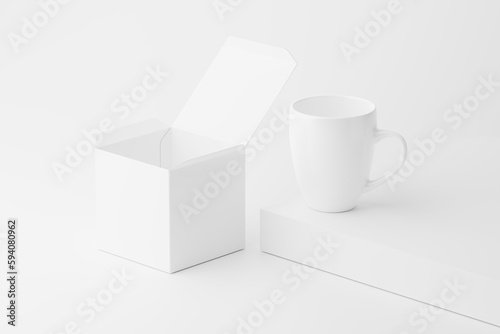Ceramic Mug Cup For Coffee Tea White Blank 3D Rendering Mockup