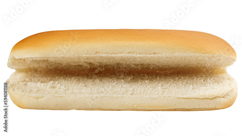 HOT DOG bun isolated on white background, full depth of field