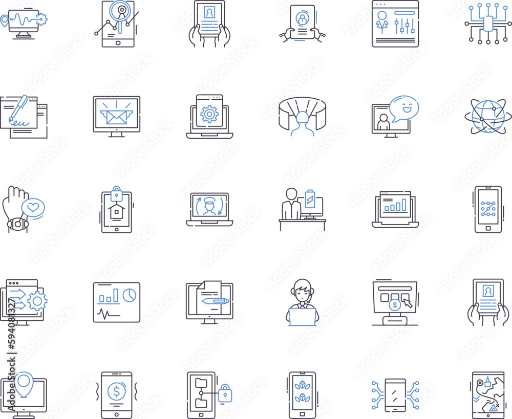Electronics line icons collection. Circuitry, Voltage, Amplifier, Transistor, Capacitor, Microcontroller, Diode vector and linear illustration. Magnetism,Resistor,Oscillator outline signs set