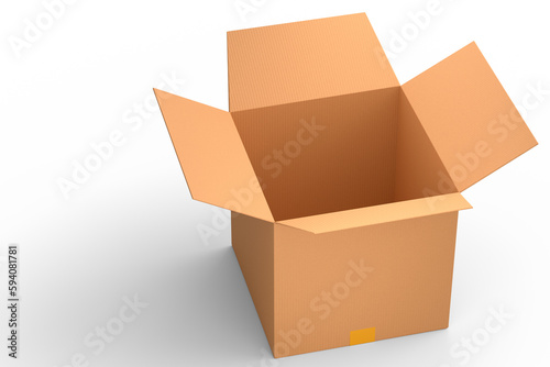 Cardboard box or carton on white background, carrying parcel and online shopping © Vasyl Onyskiv