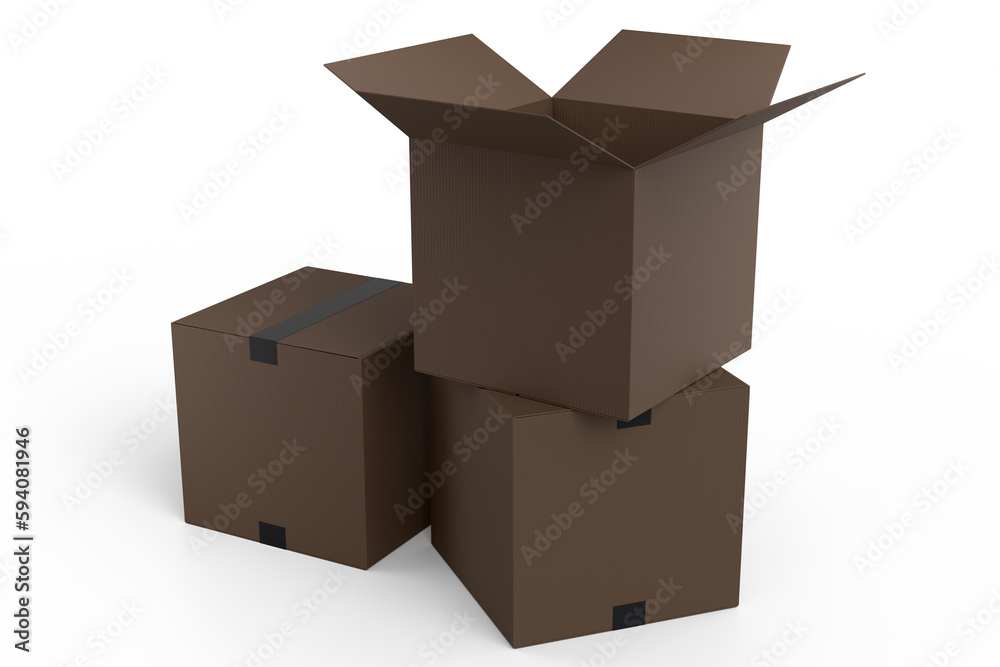 Cardboard box or carton on white background, carrying parcel and online shopping Cardboard box or carton on white background, carrying parcel and online shopping