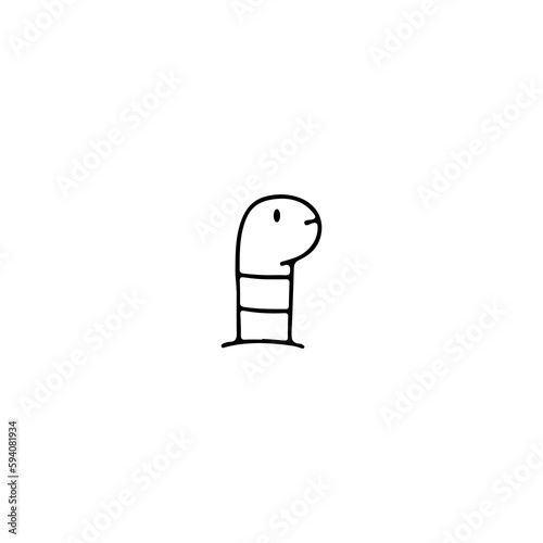worm head doodle vector illustration