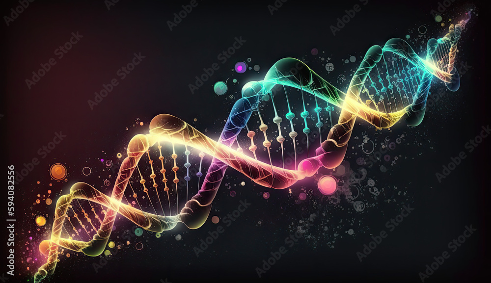Abstrakte Darstellung einer DNA(deoxyribonucleic acid)-Doppelhelix (Generative AI) Abstrakte Darstellung einer DNA(deoxyribonucleic acid)-Doppelhelix (Generative AI)