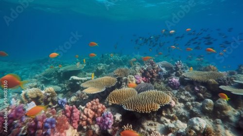 Beautiful sea reef background. Illustration AI Generative. © yganko