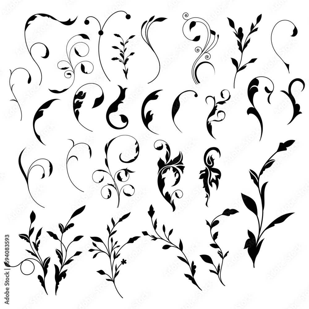 creative floral elements vector set, icon, symbol, logo, clipart, isolated. vector illustration. vector illustration isolated on white background.