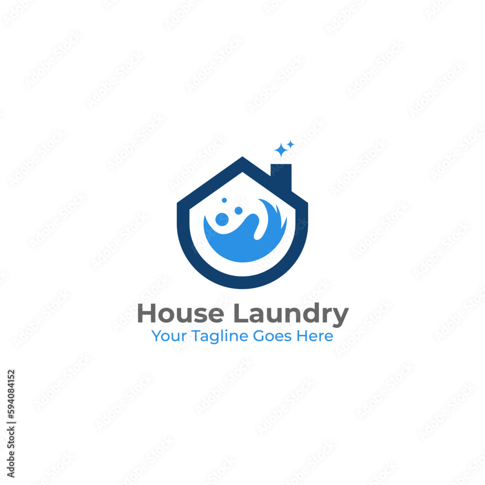 Unique Laundry House vector graphic logo design