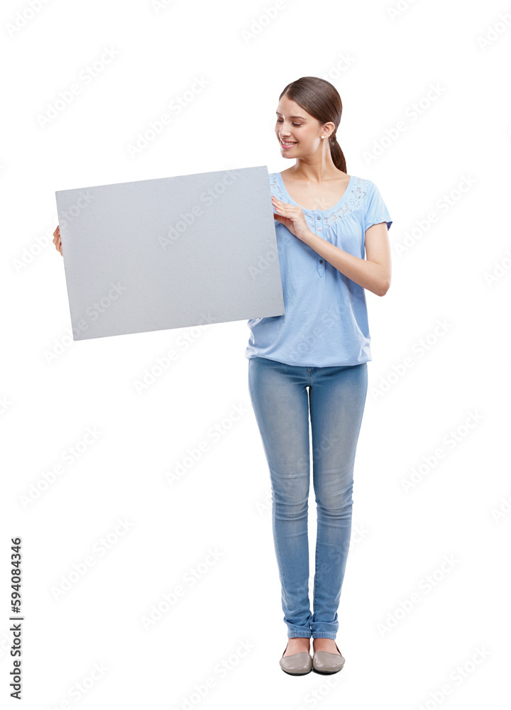 Woman, looking and smile with poster for mockup isolated on a transparent png background. Banner, copy space and happy person with branding for commercial, promotion or advertising and marketing. Woman, looking and smile with poster for mockup isolated on a transparent png background. Banner, copy space and happy person with branding for commercial, promotion or advertising and marketing.