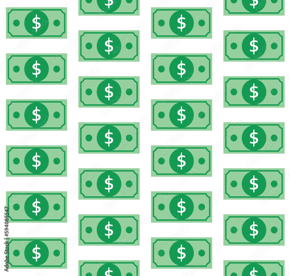 Vector seamless pattern of flat dollar isolated on white background Vector seamless pattern of flat dollar isolated on white background