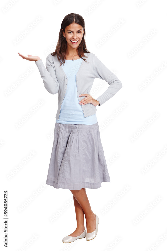 Portrait, introduction and PNG with a woman isolated on a transparent background for advertising or marketing. Happy, smile and promotion with an attractive young female standing for a presentation Portrait, introduction and PNG with a woman isolated on a transparent background for advertising or marketing. Happy, smile and promotion with an attractive young female standing for a presentation