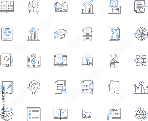 Linguistic analysis line icons collection. Phtics, Morphology, Syntax, Semantics, Pragmatics, Discourse, Phonology vector and linear illustration. Lexicon,Grammar,Speech outline signs set photo