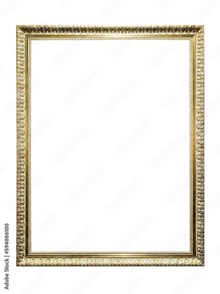 Golden Frame Isolated / Empty Frame Mock up / Frame isolated on white background / Bilderrahmen / Mockup / Isolated frame / Rahmen / Isolated / Photo frame / Isolated graphic / 3-D / Work Space