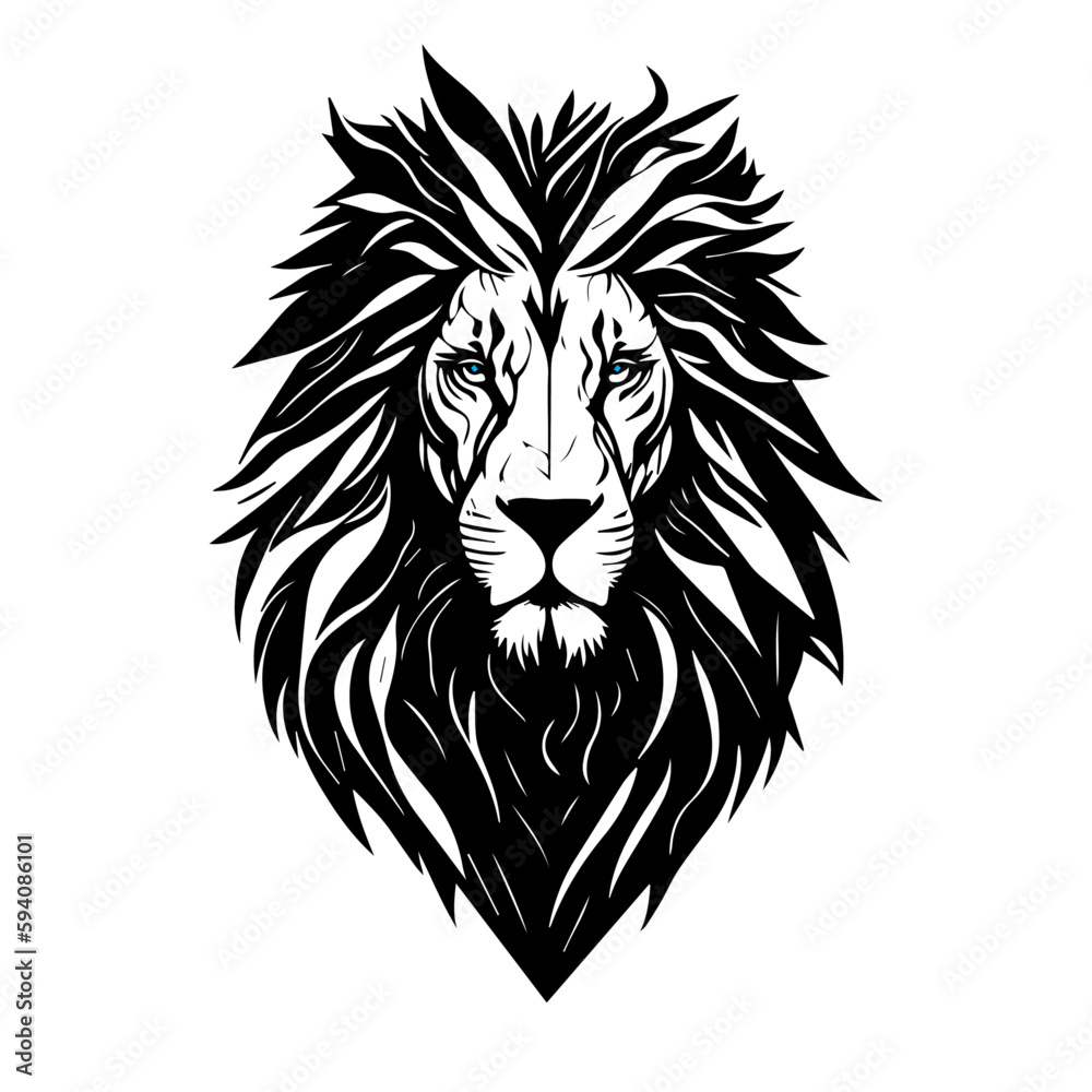 Abstract Detailed Lion Head High Quality Vector File For Tattoo