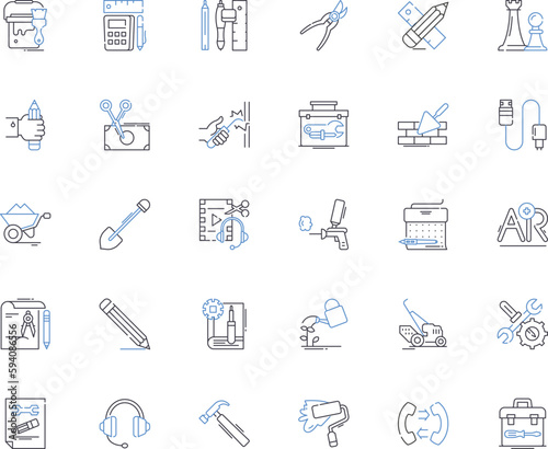 Environmental sustainability line icons collection. Green, Renewable, Composting, Recycling, Conservation, Eco-friendly, Biodiversity vector and linear illustration. Water,Landscaping,Carbon outline