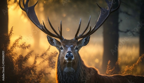 stag close up golden morning hour
