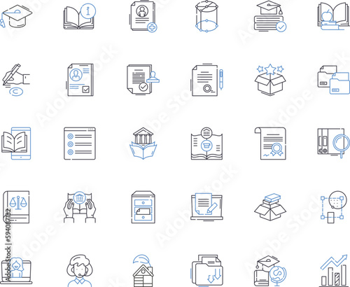 Continuing education line icons collection. Learning, Development, Growth, Advancement, Skill-building, Training, Upgrading vector and linear illustration. Enrichment,Improvement,Career outline signs