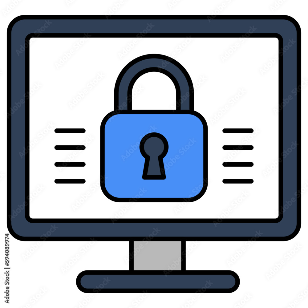 Computer with padlock showcasing system security icon Computer with padlock showcasing system security icon