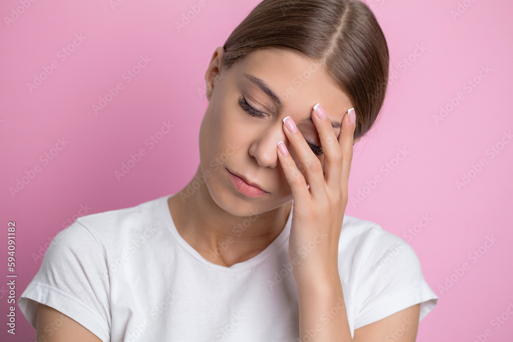 Beautiful Young Woman Feeling Strong Head Pain Beautiful Young Woman Feeling Strong Head Pain