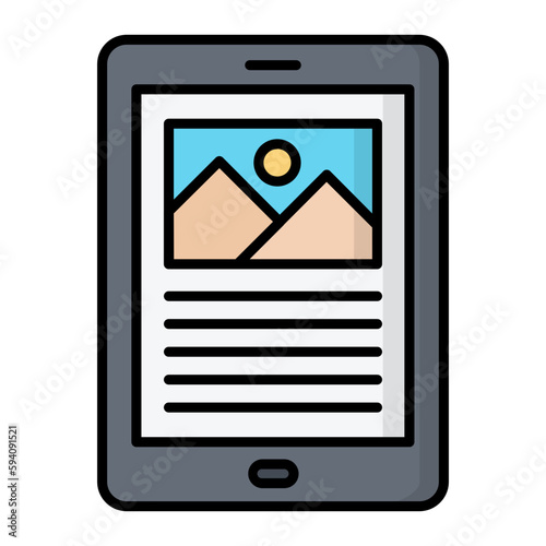 Online News Line Color Icon