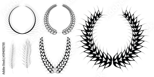 laurel wreaths vector set, icon, symbol, logo, clipart, isolated. vector illustration. vector illustration isolated on white background.