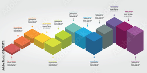 square chart template for infographic for presentation for 13 element