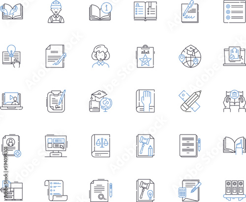Further studies line icons collection. Education, Learning, Career, Specialization, Graduate, Degree, Mastery vector and linear illustration. Research,Scholarship,Academics outline signs set
