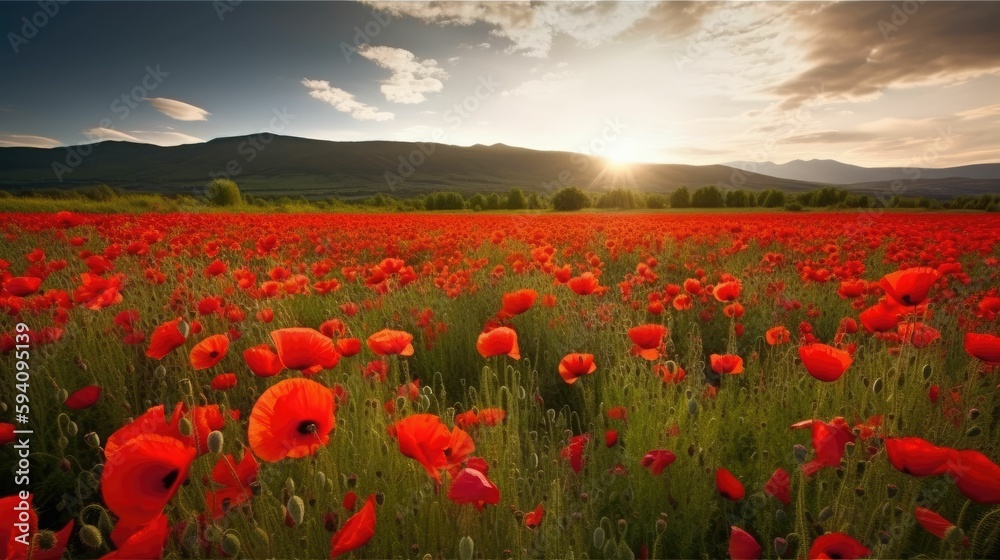 Bold, dramatic fields of red poppies