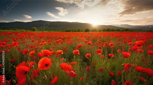 Bold  dramatic fields of red poppies