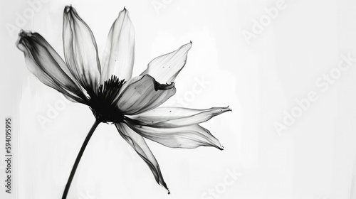 Black and white sketch of a simple delicate flower