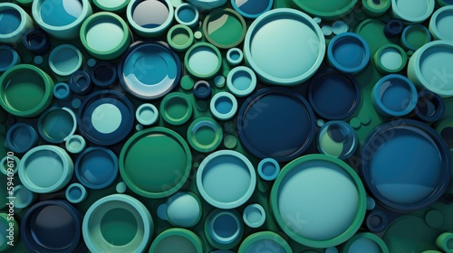 3D pattern of blue and green circles