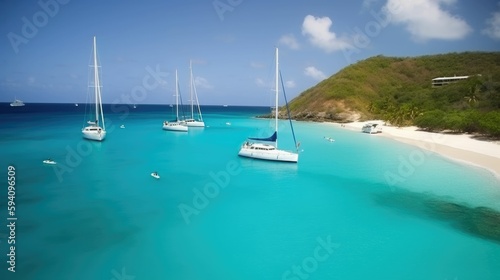 Colorful and lively sailing boats, yachts and catamaran © Oliver