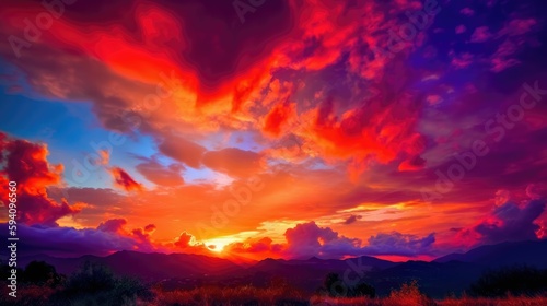 Vibrant sunset with intense colors and luminous light