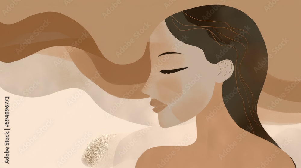 Simple linear portrait in earthy muted hues Simple linear portrait in earthy muted hues