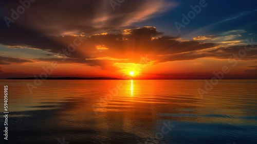Vibrant and warm radiant sunset with dazzling rays