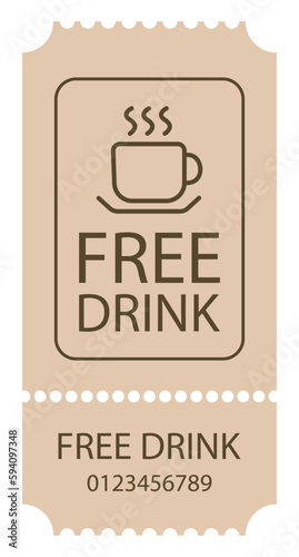 Vector free drink badge ticket