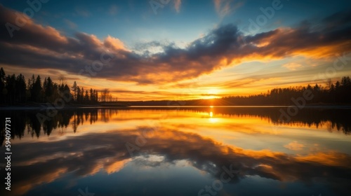 Sunlit sky with colorful reflections