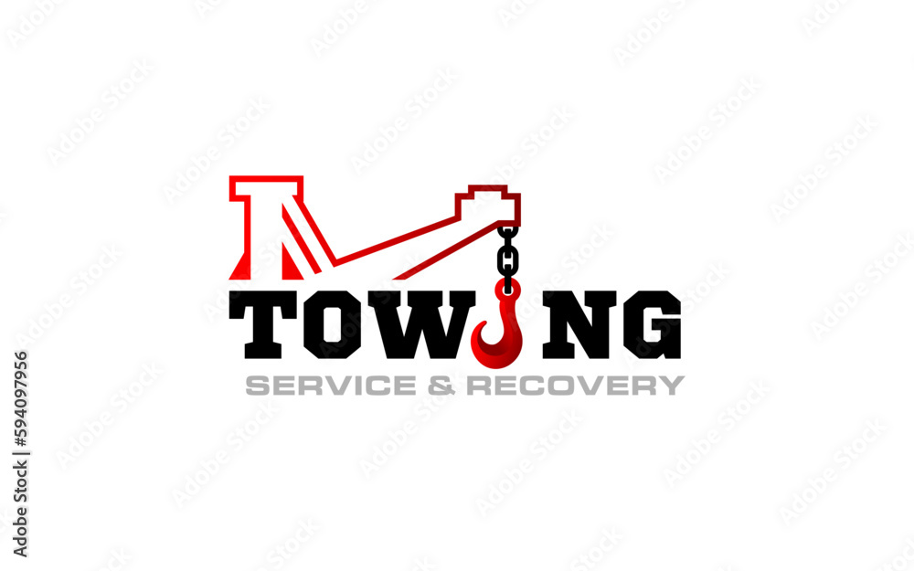 Illustration vector graphic of towing truck service logo design suitable for the automotive company Illustration vector graphic of towing truck service logo design suitable for the automotive company