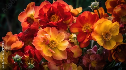 Blooming shades of red  orange and yellow