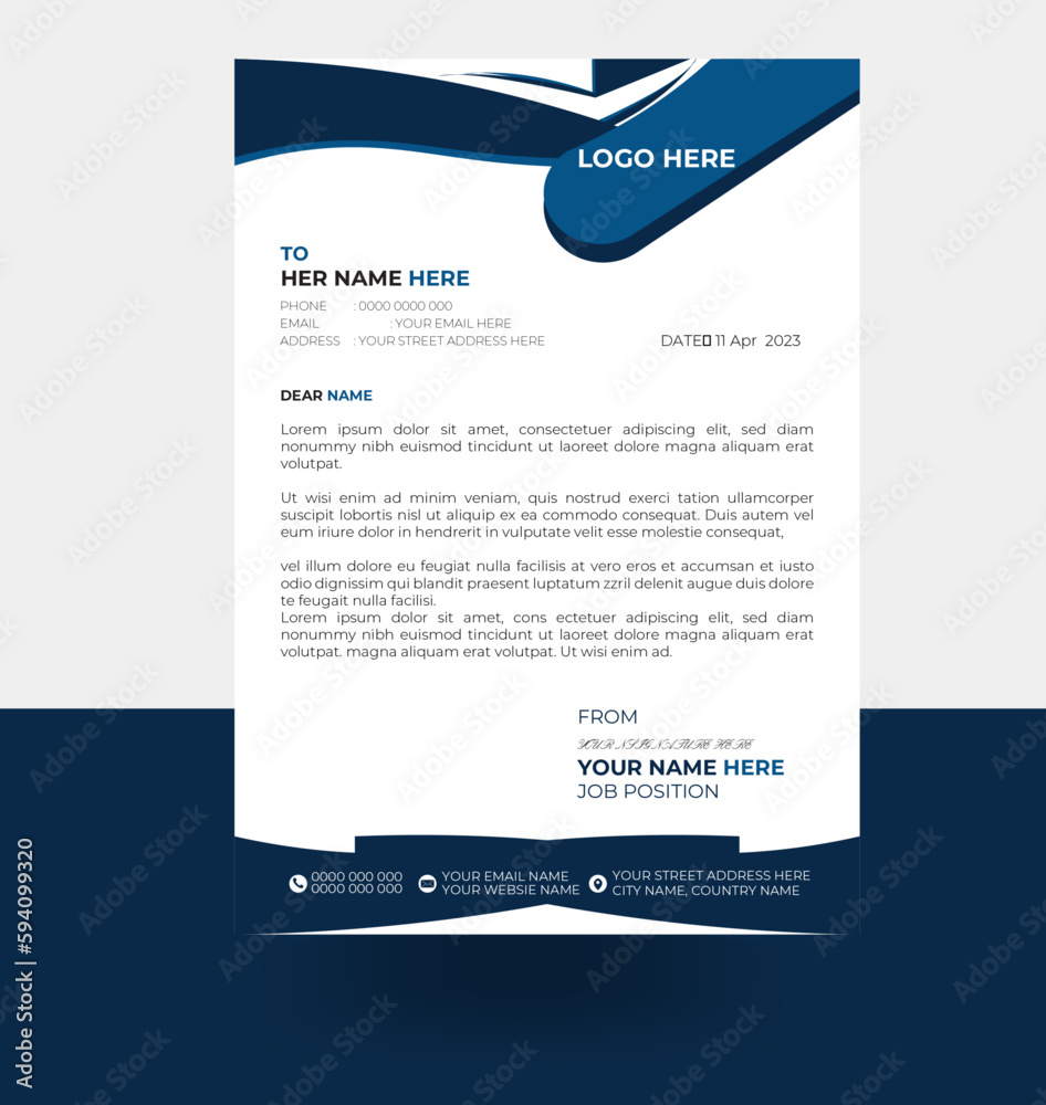 Naklejka premium Creative and Clean business style letterhead for your corporate project . set to print with vector with illustrator 