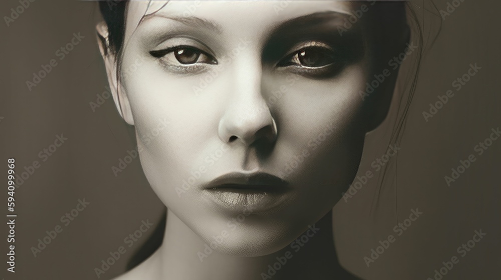 Fototapeta premium Monochromatic portrait with delicate lines