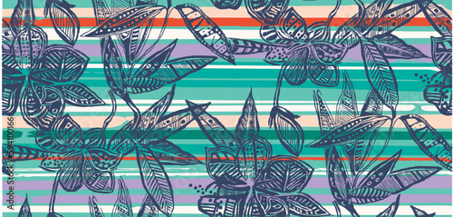 Summer floral pattern with ethnic motifs hand drawn, perfect for textiles and decoration